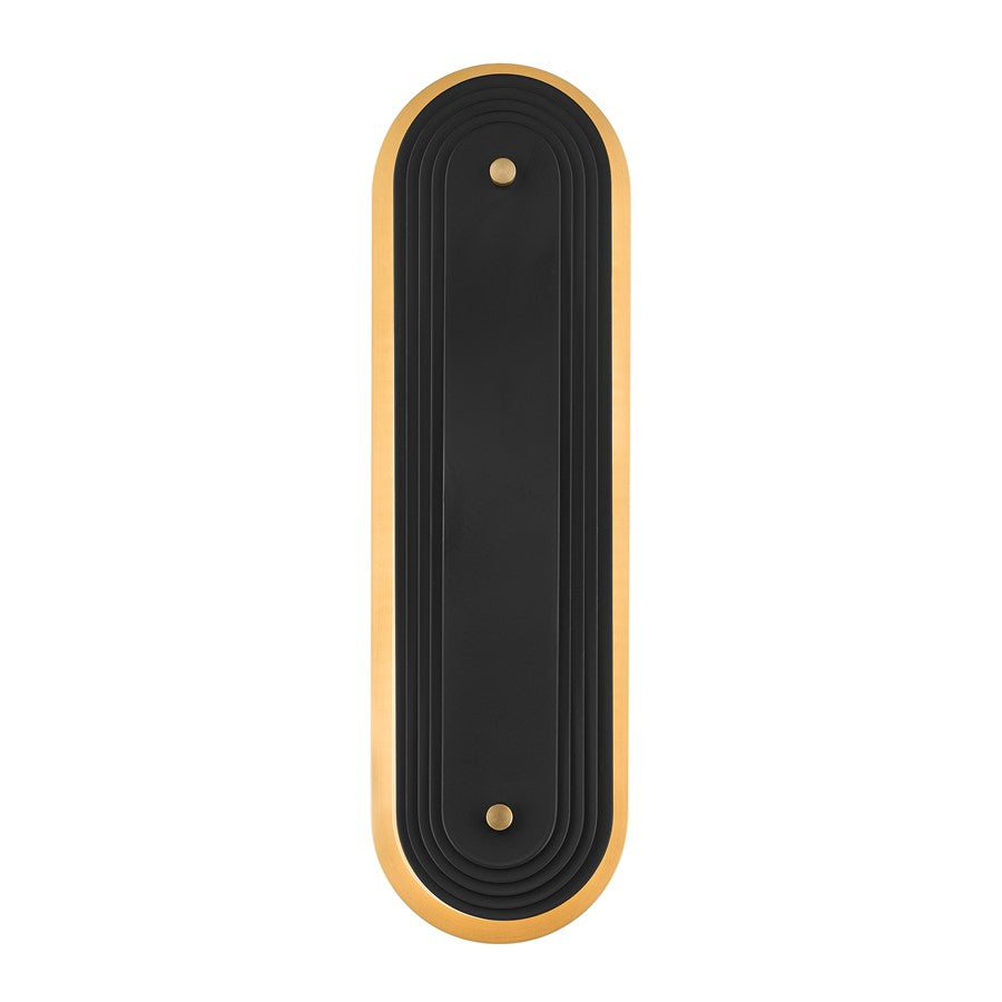Kichler Tauri 17in 1-Light LED Wall Sconce | Modern Lacquered Brass and Steel | Hallway & Living Room Accent | Model 52810LBRLED