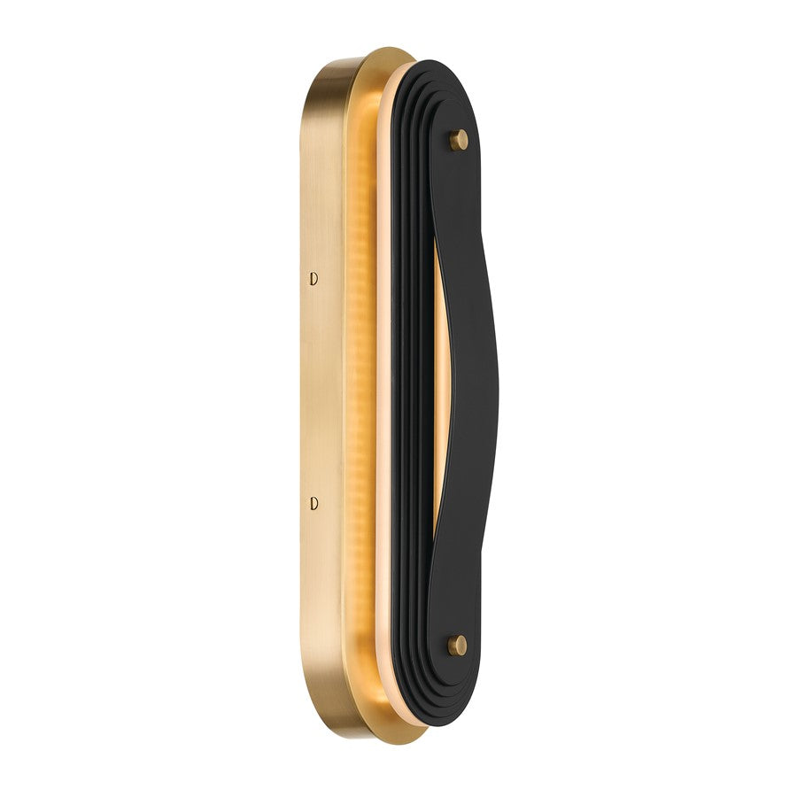 Kichler Tauri 17in 1-Light LED Wall Sconce | Modern Lacquered Brass and Steel | Hallway & Living Room Accent | Model 52810LBRLED
