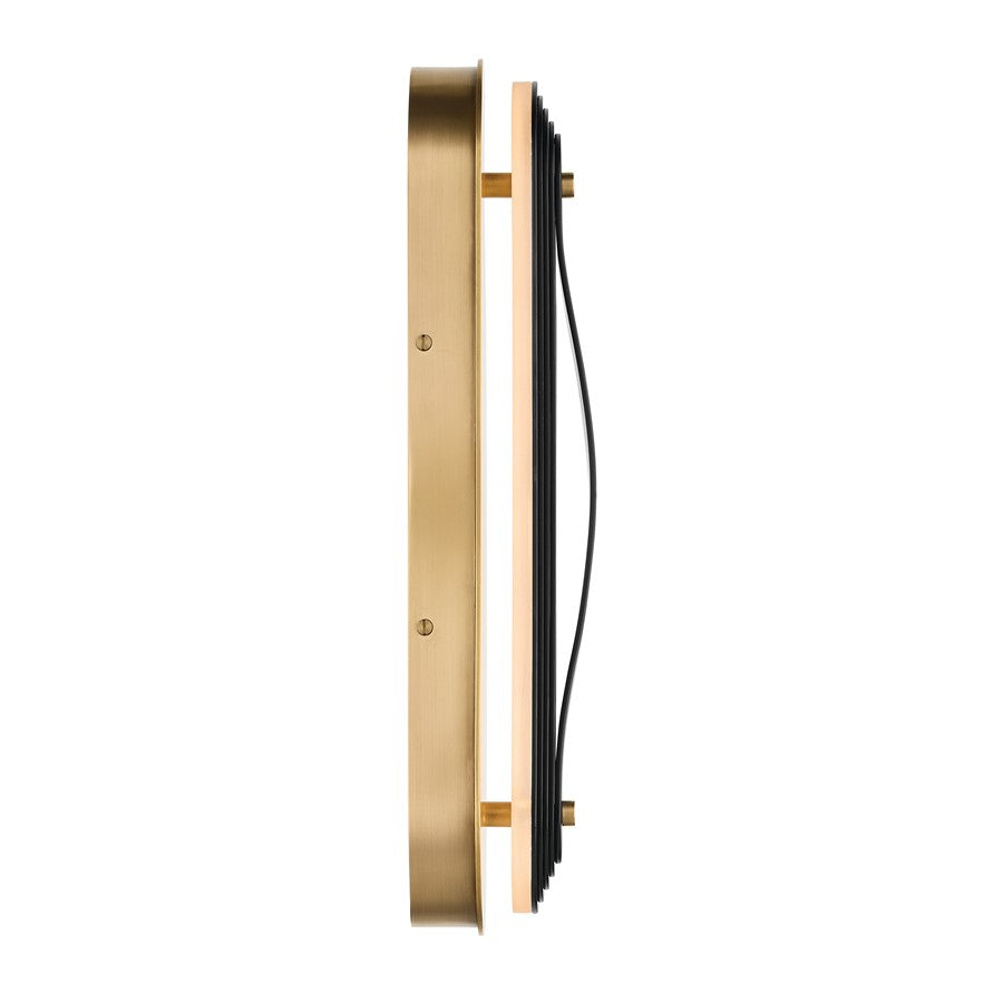 Kichler Tauri 17in 1-Light LED Wall Sconce | Modern Lacquered Brass and Steel | Hallway & Living Room Accent | Model 52810LBRLED