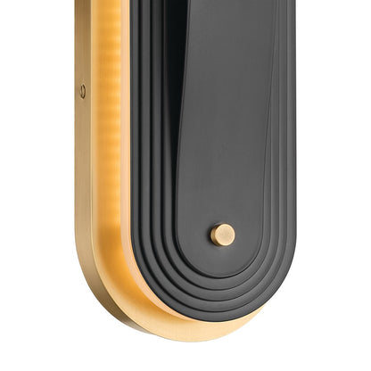 Kichler Tauri 17in 1-Light LED Wall Sconce | Modern Lacquered Brass and Steel | Hallway & Living Room Accent | Model 52810LBRLED