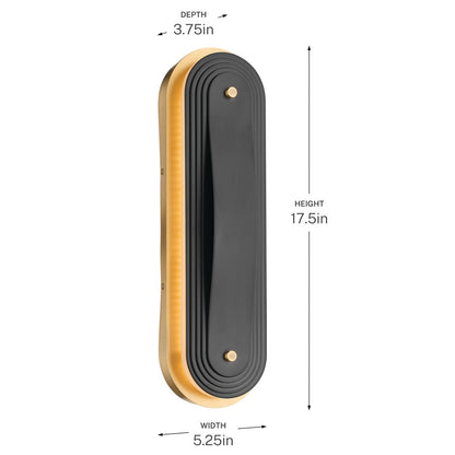 Kichler Tauri 17in 1-Light LED Wall Sconce | Modern Lacquered Brass and Steel | Hallway & Living Room Accent | Model 52810LBRLED