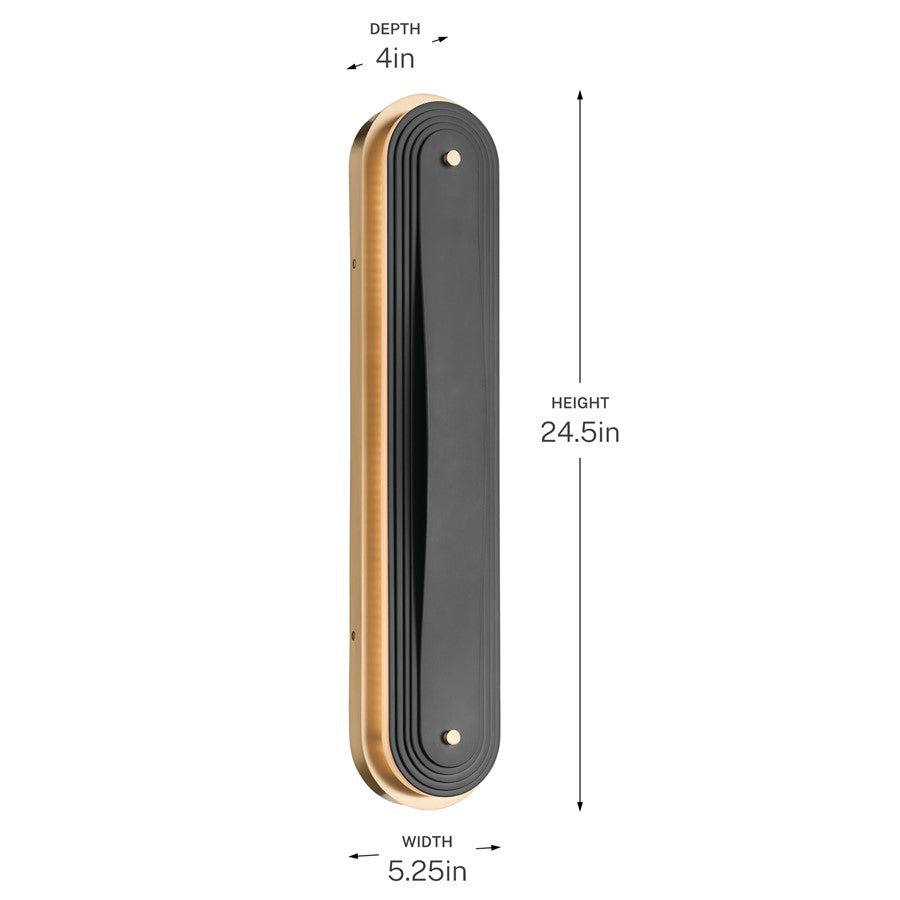 Kichler Tauri 24in LED Wall Sconce | Modern Champagne Bronze Steel | Living Room & Hallway Accent | 5 x 24 in | Model 52811CPZLED