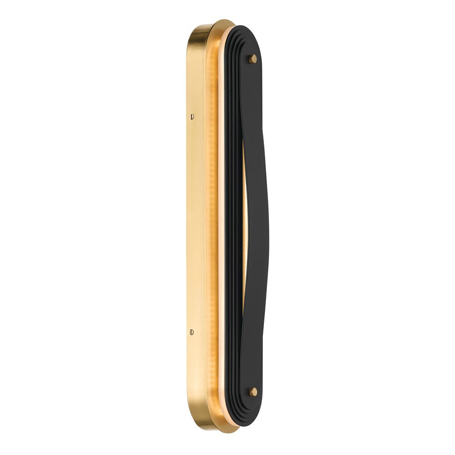 Kichler Tauri 24.5in 1-Light LED Wall Sconce | Modern Lacquered Brass and Brass | Hallway & Living Room Accent | 640 lm, 3000K | Model 52811LBRLED