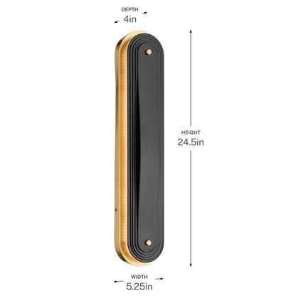 Kichler Tauri 24.5in 1-Light LED Wall Sconce | Modern Lacquered Brass and Brass | Hallway & Living Room Accent | 640 lm, 3000K | Model 52811LBRLED