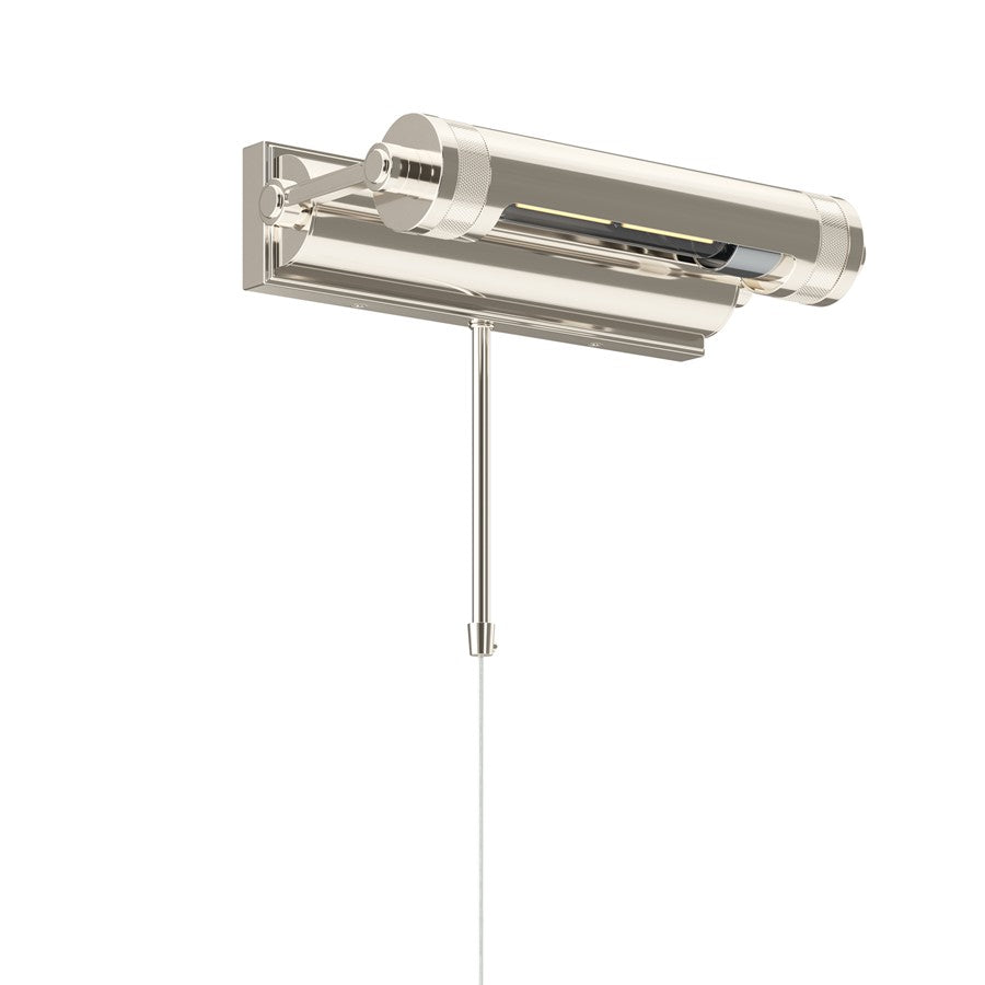 Kichler Kenton 12in 1-Light Picture Light | Industrial Polished Nickel and Metal Shade | Hallway & Gallery Art Light | 12 x 2 x 6 in | Model 52813PN