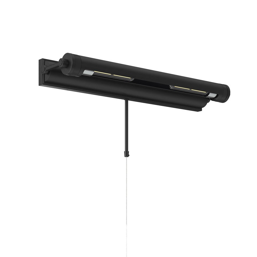 Kichler Kenton 24in 2-Light Picture Light | Industrial Black Steel | Gallery & Hallway Accent | 24 x 2.75 x 6 in | Model 52815BK