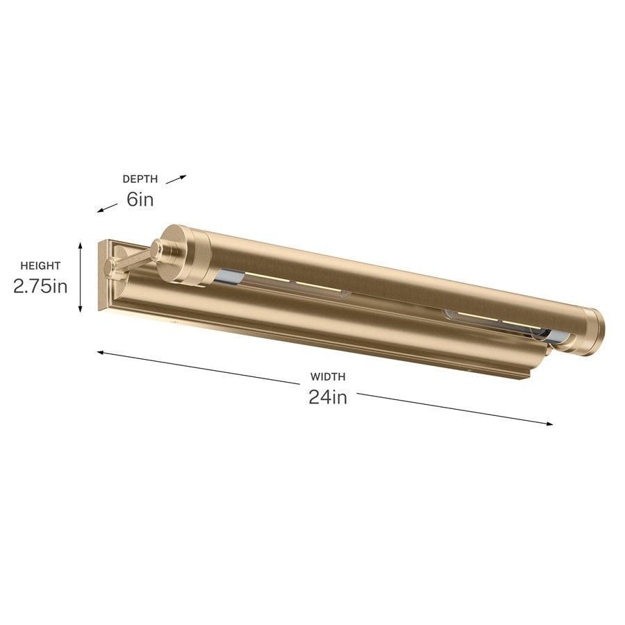 Kichler Kenton 24in 2-Light Picture Light | Industrial Champagne Bronze | Gallery & Artwork | 24 x 2.75 x 6 in | Model 52815CPZ