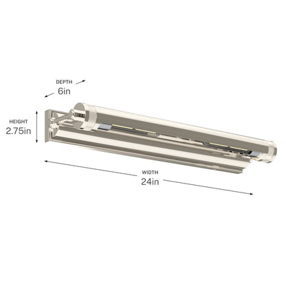 Kichler Kenton 24in 2-Light Picture Light | Industrial Polished Nickel Metal | Gallery & Hallway Accent | 24 x 3 in | Model 52815PN