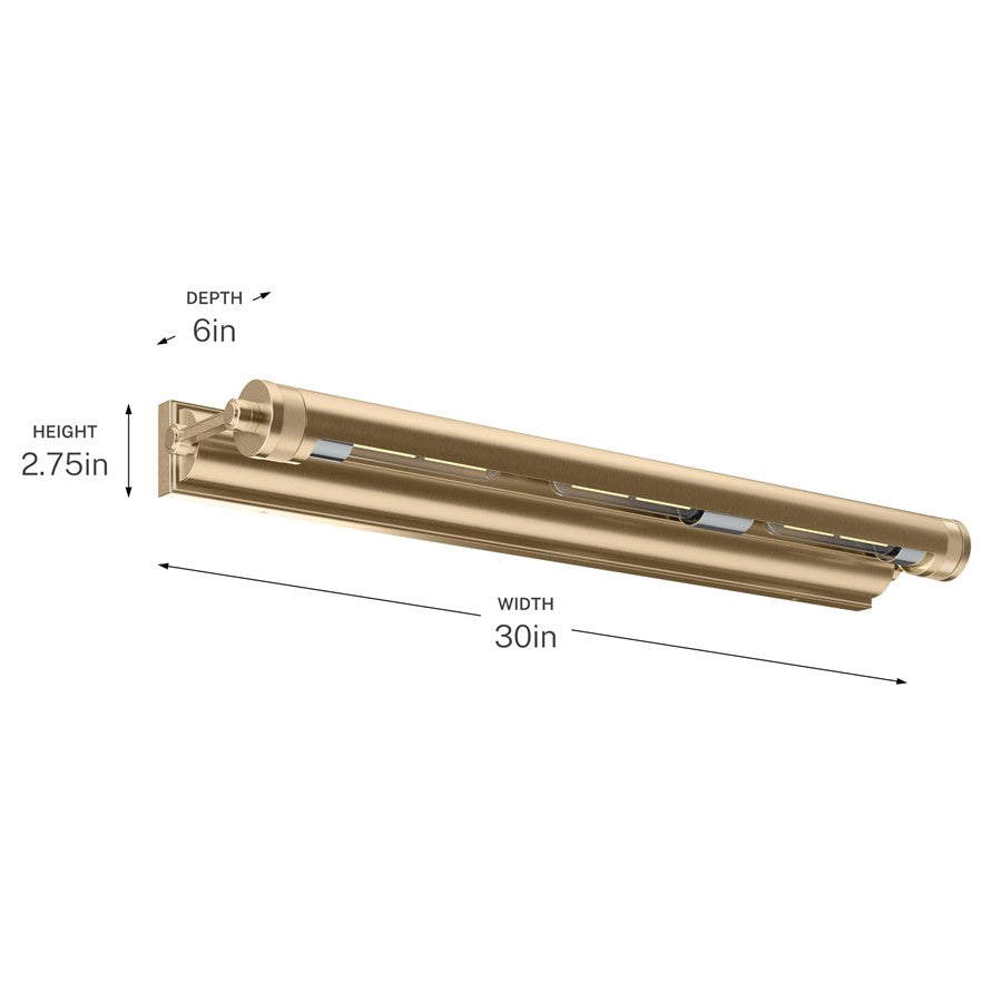 Kichler Kenton 30in 3-Light Picture Light | Industrial Champagne Bronze and Metal Shade | Gallery & Library Accent | 30 x 2.75 x 6 in | Model 52816CPZ