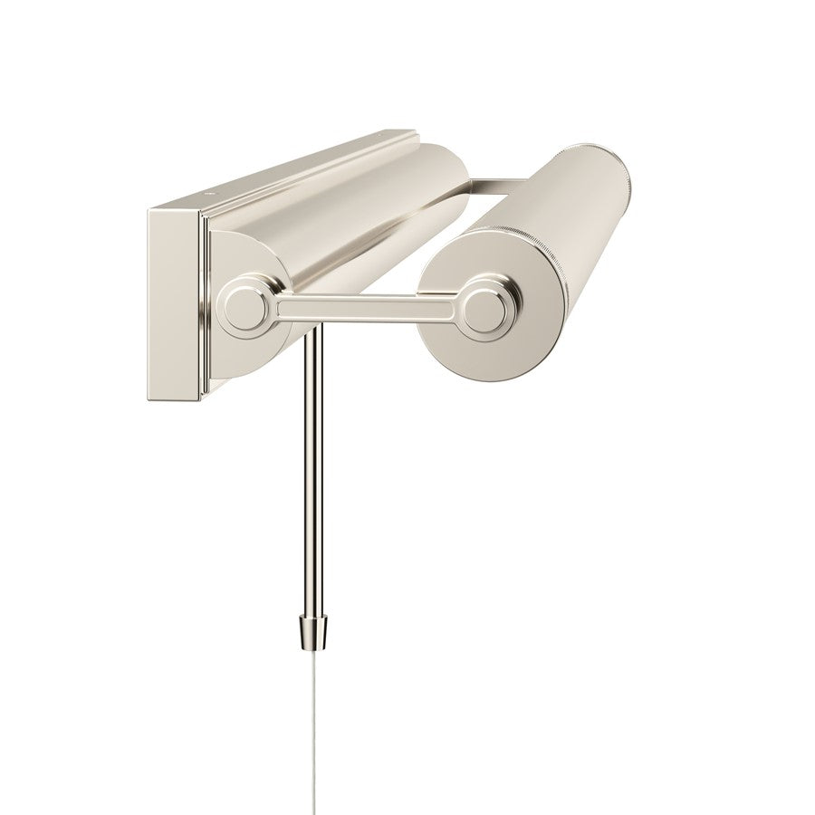 Kichler Kenton 30in 3-Light Picture Light | Industrial Polished Nickel Metal | Art Gallery & Hallway | 30 x 2.75 in, 6in Ext | Model 52816PN