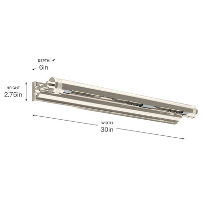 Kichler Kenton 30in 3-Light Picture Light | Industrial Polished Nickel Metal | Art Gallery & Hallway | 30 x 2.75 in, 6in Ext | Model 52816PN
