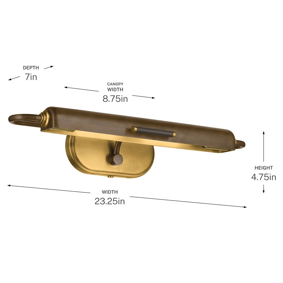 Kichler Caillier 23in 2-Light Picture Light | Traditional Lacquered Bronze | Artwork & Gallery | 7in Extension | Model 52818LBZ