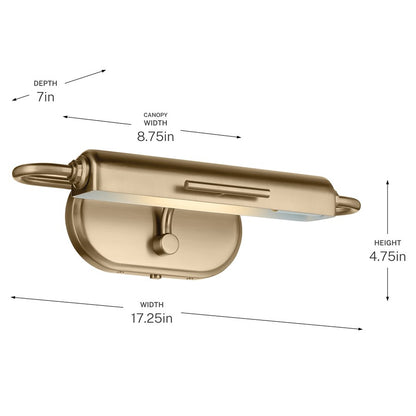 Kichler Caillier 17.25in 1-Light Picture Light | Traditional Champagne Bronze Steel | Living Room & Hallway | 4.75 H x 17.25 W | Model 52819CPZ