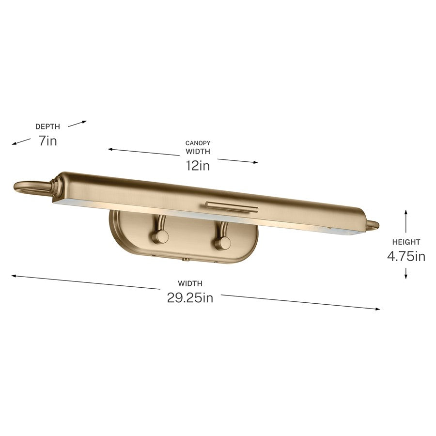 Kichler Caillier 29.25in 2-Light Picture Light | Traditional Champagne Bronze Steel | Artwork & Gallery Hallway | 29.25 x 4.75 x 7 in | Model 52820CPZ