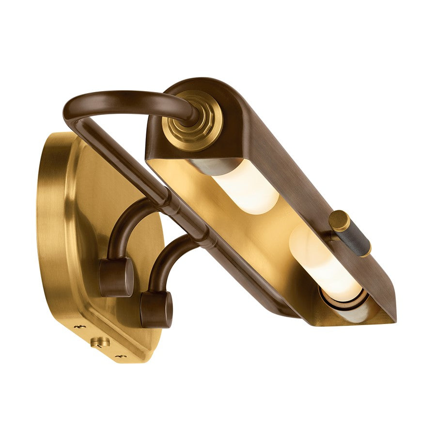 Kichler Caillier 29in 2-Light Picture Light | Traditional Lacquered Bronze Brass | Bedroom & Living Room Art Accent | 29 x 7 x 5 in | Model 52820LBZ
