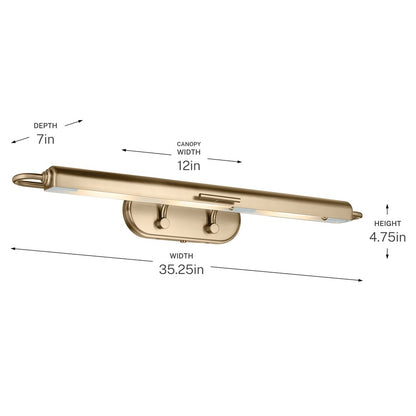 Kichler Caillier 35in 3-Light Picture Light | Traditional Champagne Bronze Steel | Living Room & Hallway Art Lighting | 35 x 4 x 7 in | Model 52821CPZ