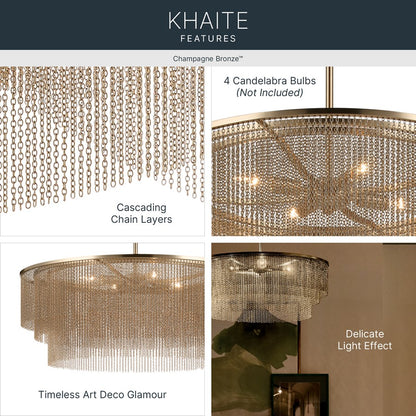 Kichler Khaite 26in 4-Light Chandelier | Mid-Century Champagne Bronze Steel | Dining Room & Living Room | H 16 in | Model 52823CPZ