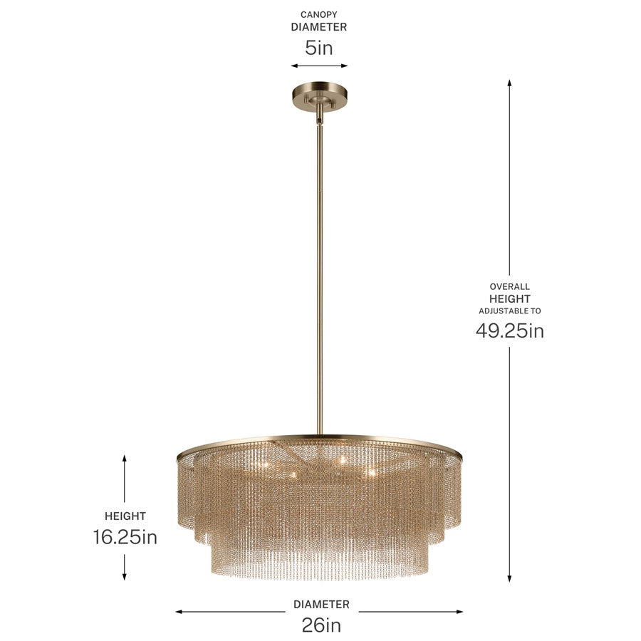 Kichler Khaite 26in 4-Light Chandelier | Mid-Century Champagne Bronze Steel | Dining Room & Living Room | H 16 in | Model 52823CPZ