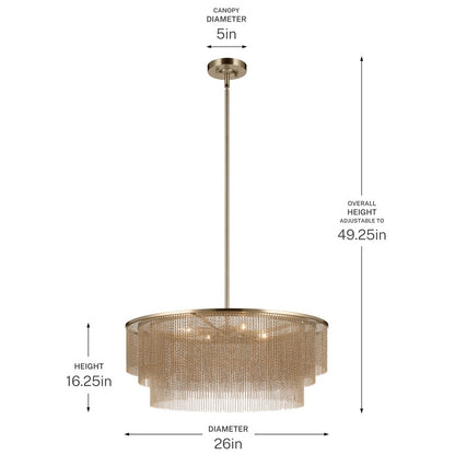 Kichler Khaite 26in 4-Light Chandelier | Mid-Century Champagne Bronze Steel | Dining Room & Living Room | H 16 in | Model 52823CPZ