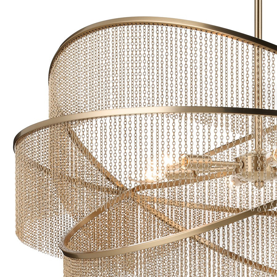 Kichler Khaite 32in 6-Light Chandelier | Mid-Century Champagne Bronze Steel | Dining Room & Living Room | 11.75 in H | Model 52824CPZ