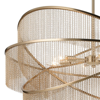 Kichler Khaite 32in 6-Light Chandelier | Mid-Century Champagne Bronze Steel | Dining Room & Living Room | 11.75 in H | Model 52824CPZ