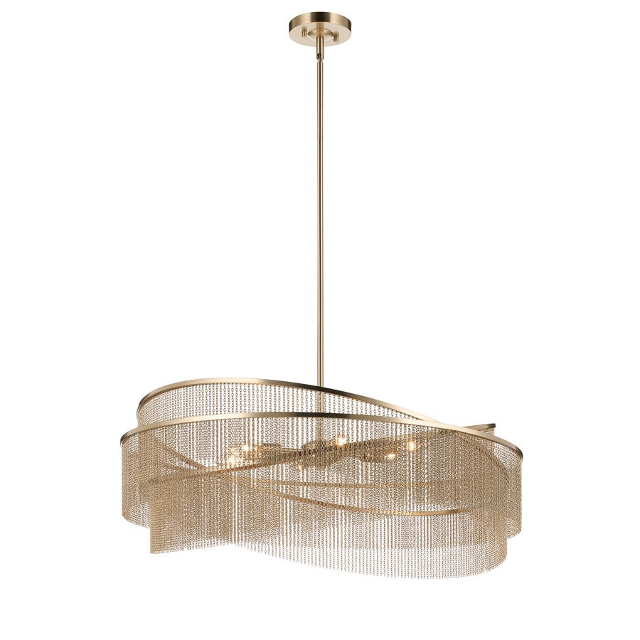 Kichler Khaite 32in 6-Light Chandelier | Mid-Century Champagne Bronze Steel | Dining Room & Living Room | 11.75 in H | Model 52824CPZ