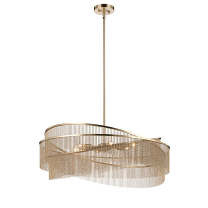 Kichler Khaite 32in 6-Light Chandelier | Mid-Century Champagne Bronze Steel | Dining Room & Living Room | 11.75 in H | Model 52824CPZ