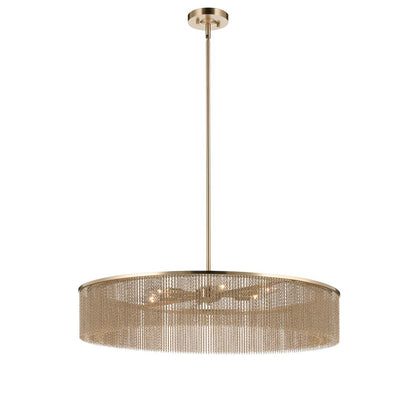 Kichler Khaite 32in 6-Light Chandelier | Mid-Century Champagne Bronze Steel | Dining Room & Living Room | 11.75 in H | Model 52824CPZ