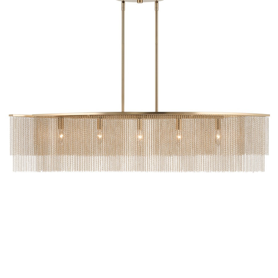 Kichler Khaite 46.5in 5-Light Linear Chandelier | Mid-Century Champagne Bronze | Dining Room & Living Room | 46.5 x 15 x 10.75 in | Model 52825CPZ