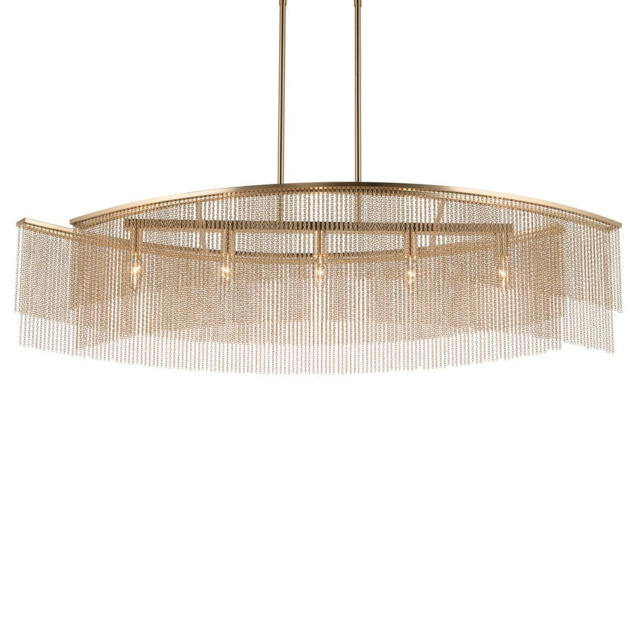 Kichler Khaite 46.5in 5-Light Linear Chandelier | Mid-Century Champagne Bronze | Dining Room & Living Room | 46.5 x 15 x 10.75 in | Model 52825CPZ