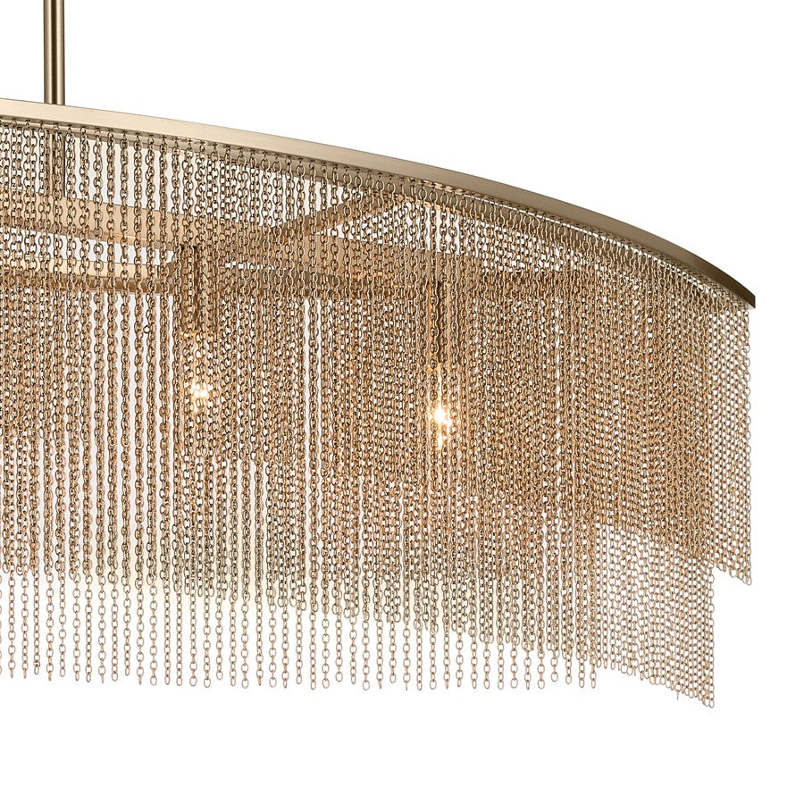 Kichler Khaite 46.5in 5-Light Linear Chandelier | Mid-Century Champagne Bronze | Dining Room & Living Room | 46.5 x 15 x 10.75 in | Model 52825CPZ
