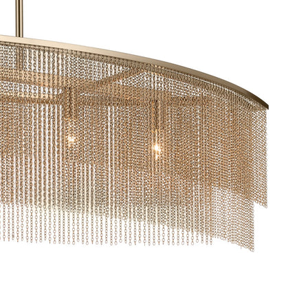 Kichler Khaite 46.5in 5-Light Linear Chandelier | Mid-Century Champagne Bronze | Dining Room & Living Room | 46.5 x 15 x 10.75 in | Model 52825CPZ