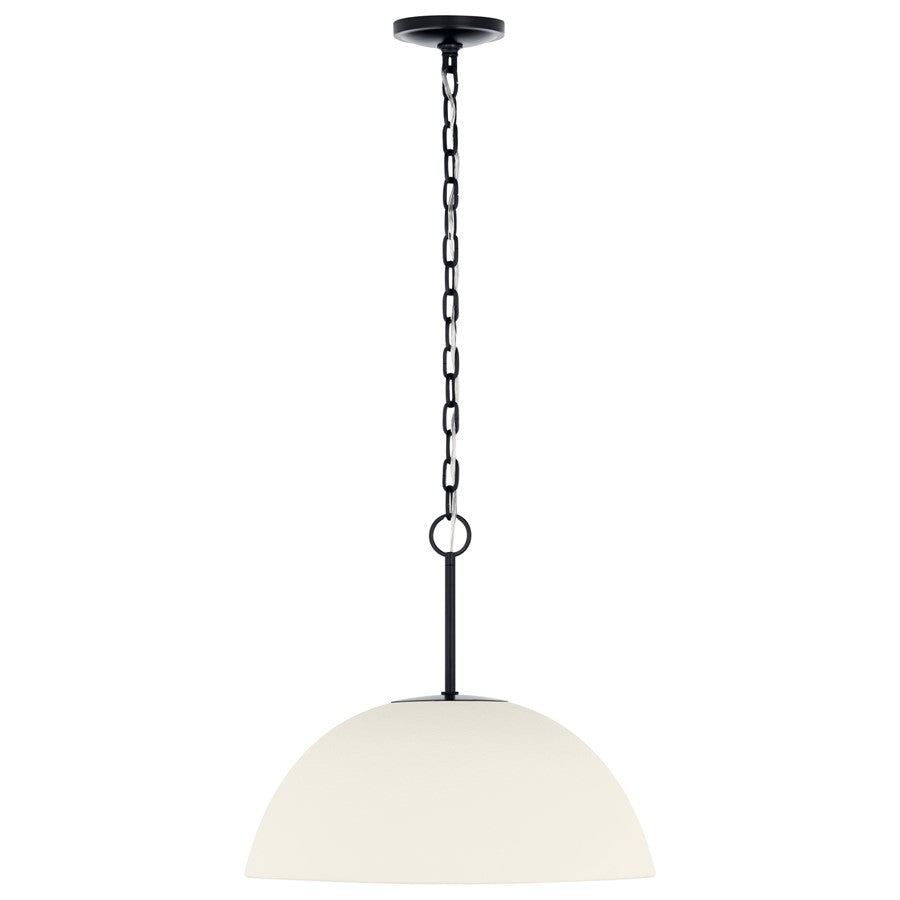 Kichler Mikale 16in 1-Light LED Pendant | Modern Black Steel and White Ceramic Shade | Kitchen Island & Dining Room | 16.5 in H | Model 52828BKLED
