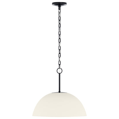 Kichler Mikale 16in 1-Light LED Pendant | Modern Black Steel and White Ceramic Shade | Kitchen Island & Dining Room | 16.5 in H | Model 52828BKLED