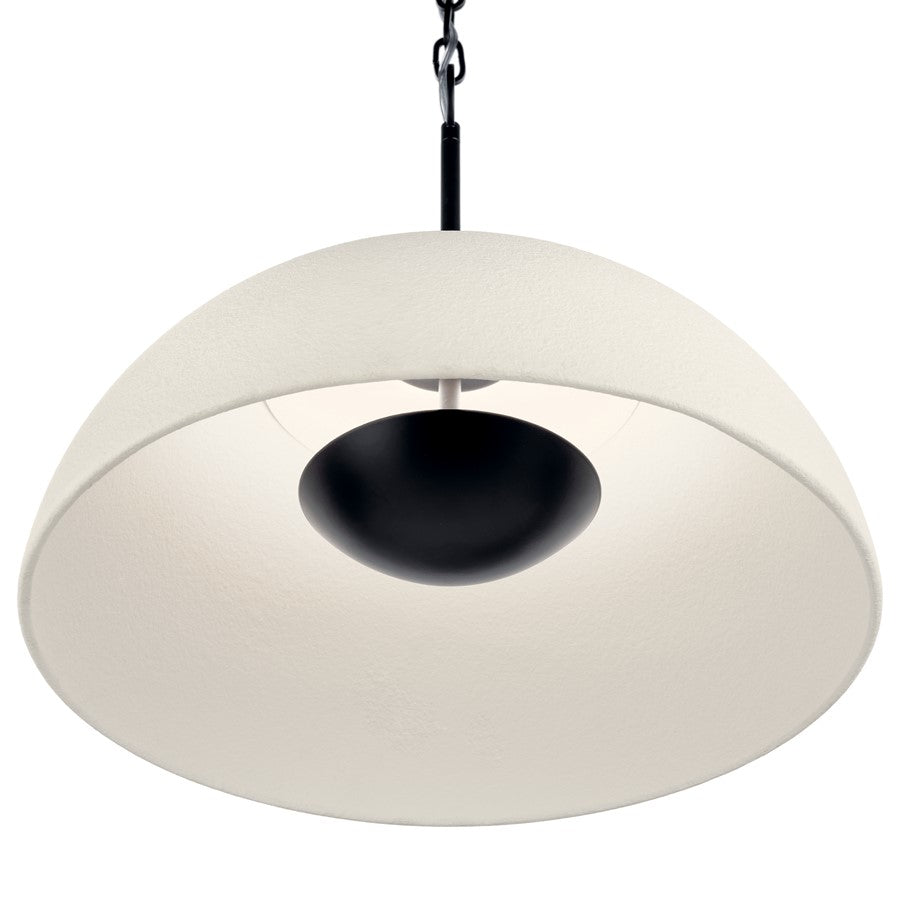 Kichler Mikale 16in 1-Light LED Pendant | Modern Black Steel and White Ceramic Shade | Kitchen Island & Dining Room | 16.5 in H | Model 52828BKLED