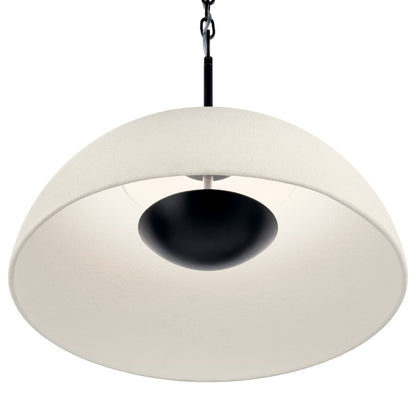 Kichler Mikale 16in 1-Light LED Pendant | Modern Black Steel and White Ceramic Shade | Kitchen Island & Dining Room | 16.5 in H | Model 52828BKLED