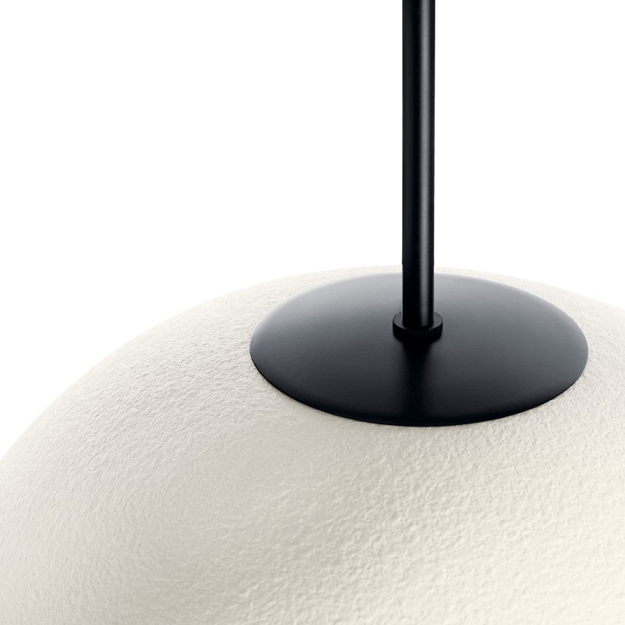 Kichler Mikale 16in 1-Light LED Pendant | Modern Black Steel and White Ceramic Shade | Kitchen Island & Dining Room | 16.5 in H | Model 52828BKLED