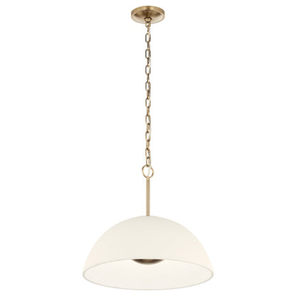 Kichler Mikale 18in 1-Light Pendant | Modern Champagne Bronze Steel and White Ceramic | Kitchen Island & Dining Room | Model 52828CPZLED
