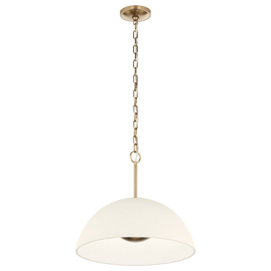 Kichler Mikale 18in 1-Light Pendant | Modern Champagne Bronze Steel and White Ceramic | Kitchen Island & Dining Room | Model 52828CPZLED