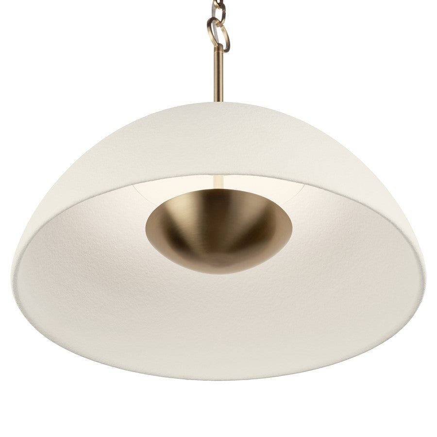 Kichler Mikale 18in 1-Light Pendant | Modern Champagne Bronze Steel and White Ceramic | Kitchen Island & Dining Room | Model 52828CPZLED