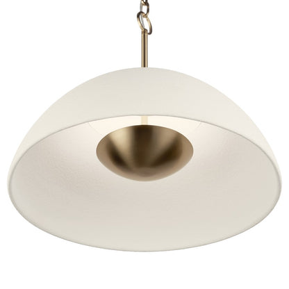 Kichler Mikale 18in 1-Light Pendant | Modern Champagne Bronze Steel and White Ceramic | Kitchen Island & Dining Room | Model 52828CPZLED