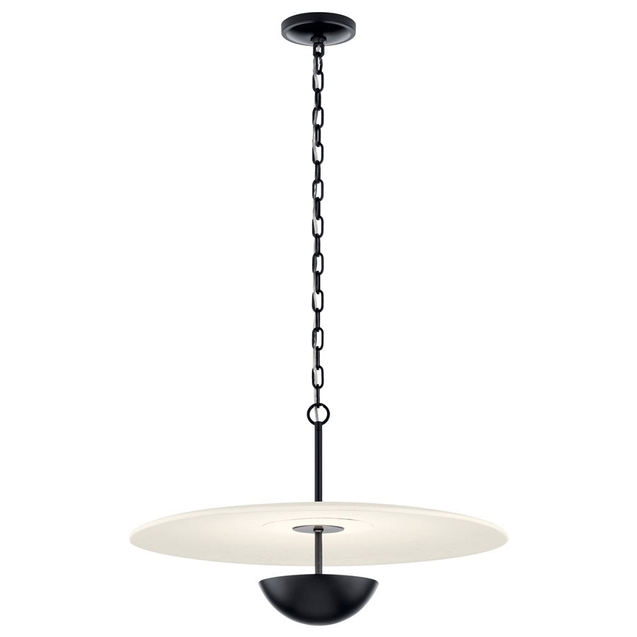 Kichler Mikale 24in 1-Light LED Pendant | Modern Contemporary Black and White Ceramic | Kitchen Island & Dining Room | 13.25 in H | Model 52829BKLED