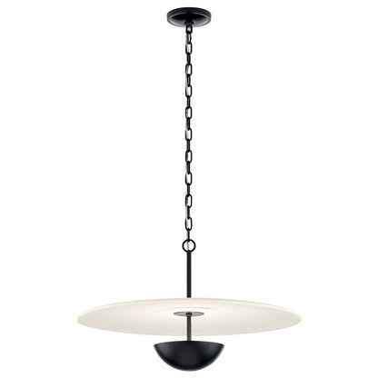 Kichler Mikale 24in 1-Light LED Pendant | Modern Contemporary Black and White Ceramic | Kitchen Island & Dining Room | 13.25 in H | Model 52829BKLED