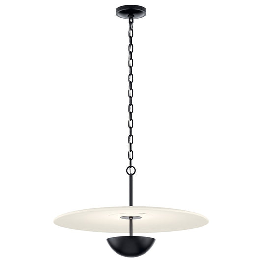 Kichler Mikale 24in 1-Light LED Pendant | Modern Contemporary Black and White Ceramic | Kitchen Island & Dining Room | 13.25 in H | Model 52829BKLED