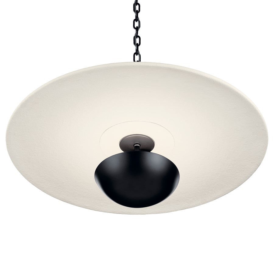 Kichler Mikale 24in 1-Light LED Pendant | Modern Contemporary Black and White Ceramic | Kitchen Island & Dining Room | 13.25 in H | Model 52829BKLED