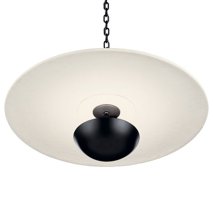 Kichler Mikale 24in 1-Light LED Pendant | Modern Contemporary Black and White Ceramic | Kitchen Island & Dining Room | 13.25 in H | Model 52829BKLED