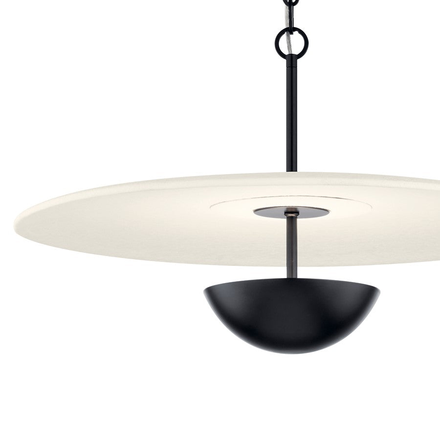 Kichler Mikale 24in 1-Light LED Pendant | Modern Contemporary Black and White Ceramic | Kitchen Island & Dining Room | 13.25 in H | Model 52829BKLED