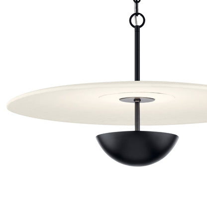 Kichler Mikale 24in 1-Light LED Pendant | Modern Contemporary Black and White Ceramic | Kitchen Island & Dining Room | 13.25 in H | Model 52829BKLED