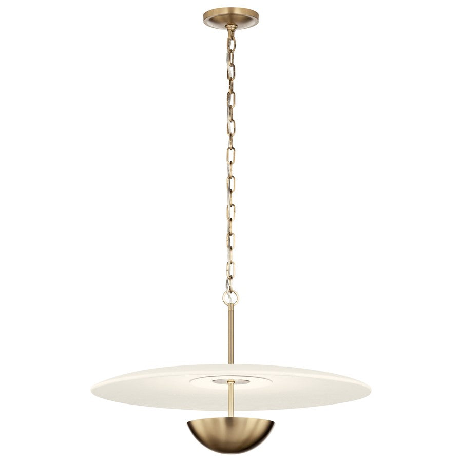 Kichler Mikale 24in 1-Light Pendant | Modern Champagne Bronze and White Ceramic | Kitchen Island & Dining Room | 24 x 24 x 13 in | Model 52829CPZLED