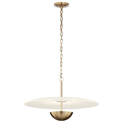 Kichler Mikale 24in 1-Light Pendant | Modern Champagne Bronze and White Ceramic | Kitchen Island & Dining Room | 24 x 24 x 13 in | Model 52829CPZLED